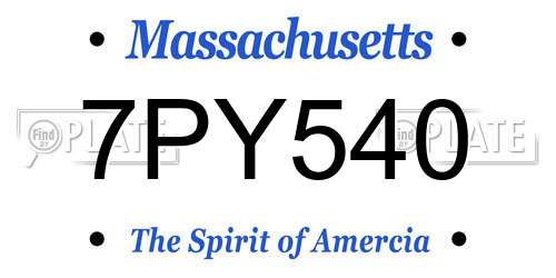 7PY540 Massachusetts License Plate
