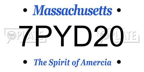 7PYD20 Massachusetts License Plate