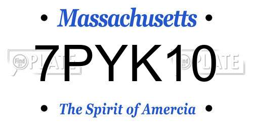 7PYK10 Massachusetts License Plate