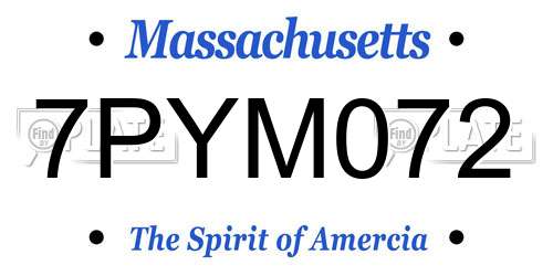 7PYM072 Massachusetts License Plate