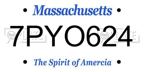 7PYO624 Massachusetts License Plate