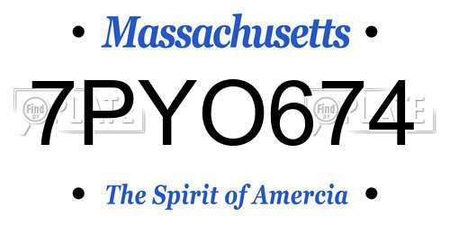 7PYO674 Massachusetts License Plate