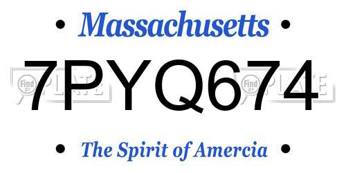 7PYQ674 Massachusetts License Plate