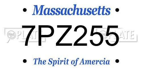 7PZ255 Massachusetts License Plate