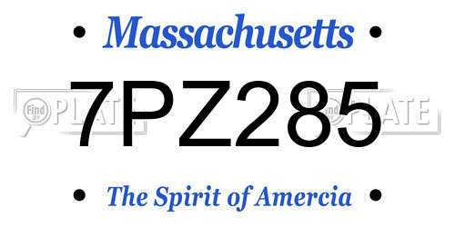 7PZ285 Massachusetts License Plate