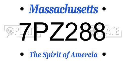 7PZ288 Massachusetts License Plate