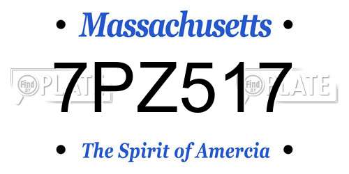 7PZ517 Massachusetts License Plate