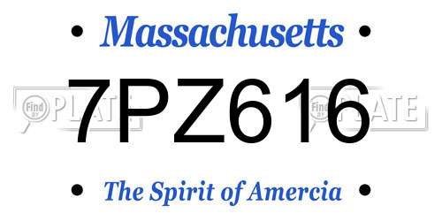7PZ616 Massachusetts License Plate