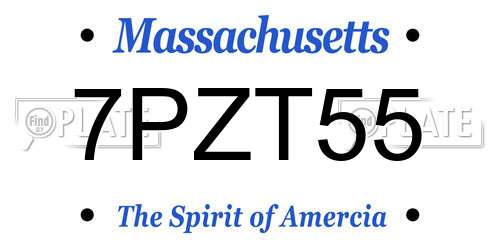 7PZT55 Massachusetts License Plate