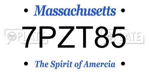 7PZT85 Massachusetts License Plate