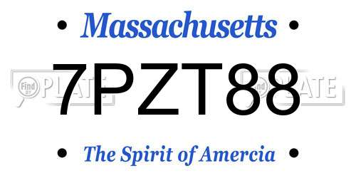 7PZT88 Massachusetts License Plate