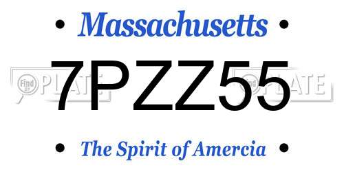 7PZZ55 Massachusetts License Plate