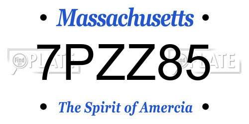 7PZZ85 Massachusetts License Plate