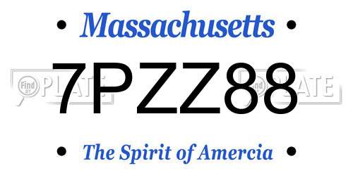 7PZZ88 Massachusetts License Plate