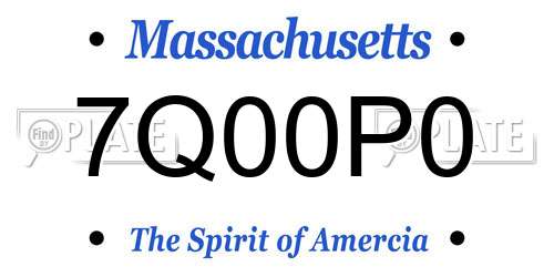 7Q00P0 Massachusetts License Plate