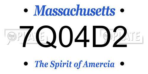 7Q04D2 Massachusetts License Plate