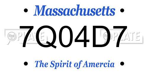 7Q04D7 Massachusetts License Plate