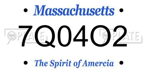 7Q04O2 Massachusetts License Plate
