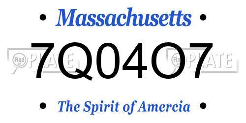 7Q04O7 Massachusetts License Plate