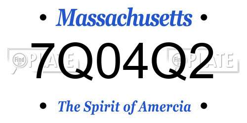 7Q04Q2 Massachusetts License Plate