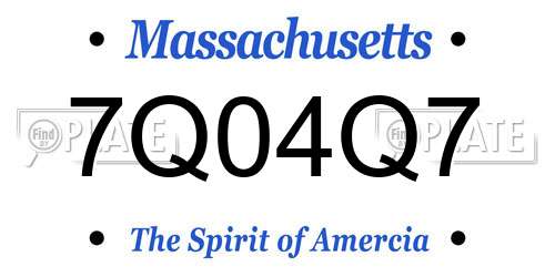 7Q04Q7 Massachusetts License Plate