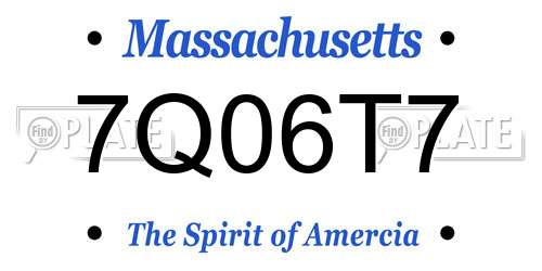 7Q06T7 Massachusetts License Plate