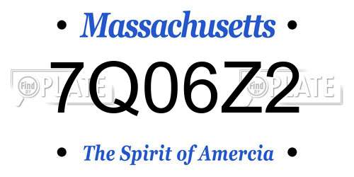 7Q06Z2 Massachusetts License Plate