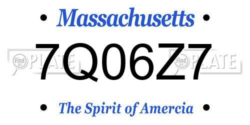 7Q06Z7 Massachusetts License Plate