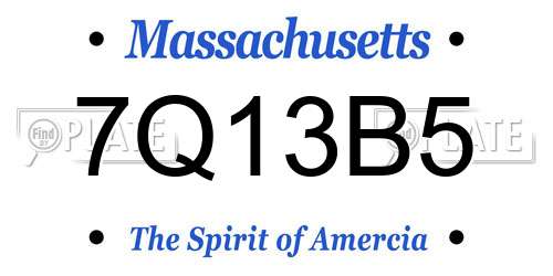7Q13B5 Massachusetts License Plate