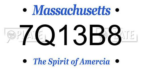 7Q13B8 Massachusetts License Plate