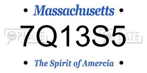 7Q13S5 Massachusetts License Plate