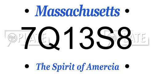 7Q13S8 Massachusetts License Plate