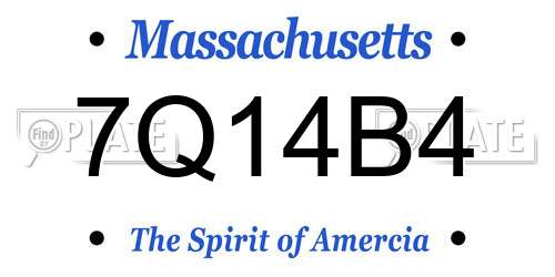 7Q14B4 Massachusetts License Plate