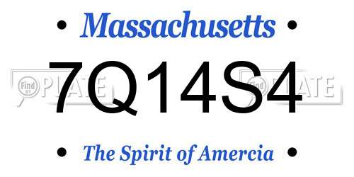 7Q14S4 Massachusetts License Plate