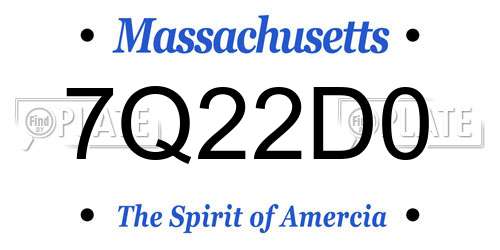 7Q22D0 Massachusetts License Plate