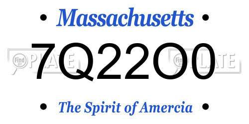 7Q22O0 Massachusetts License Plate