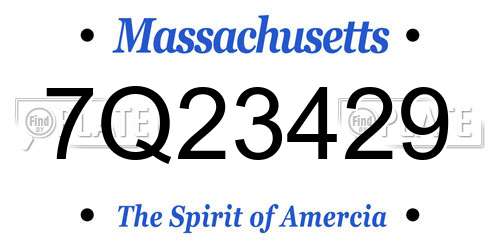 7Q23429 Massachusetts License Plate