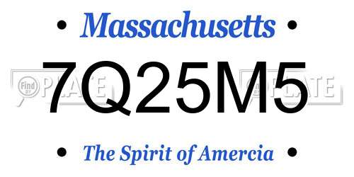 7Q25M5 Massachusetts License Plate