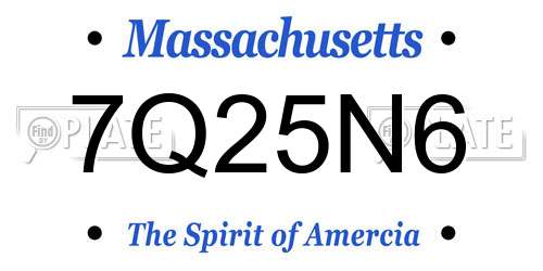 7Q25N6 Massachusetts License Plate
