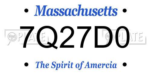7Q27D0 Massachusetts License Plate