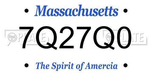 7Q27Q0 Massachusetts License Plate