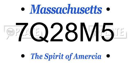 7Q28M5 Massachusetts License Plate