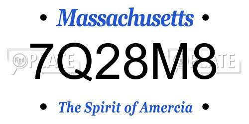 7Q28M8 Massachusetts License Plate