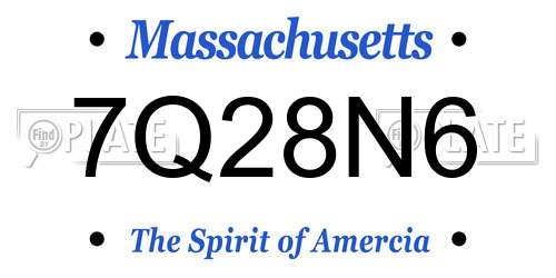 7Q28N6 Massachusetts License Plate