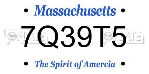 7Q39T5 Massachusetts License Plate