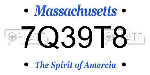 7Q39T8 Massachusetts License Plate