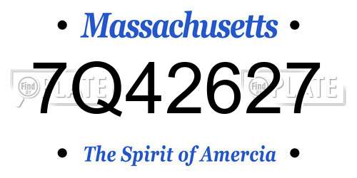 7Q42627 Massachusetts License Plate