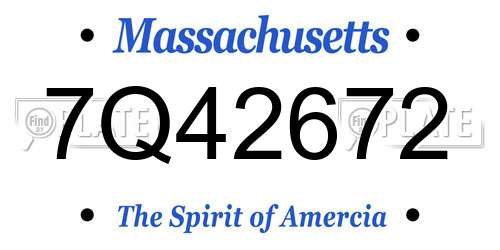 7Q42672 Massachusetts License Plate