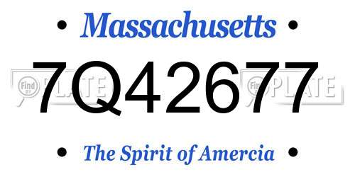 7Q42677 Massachusetts License Plate