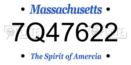 7Q47622 Massachusetts License Plate
